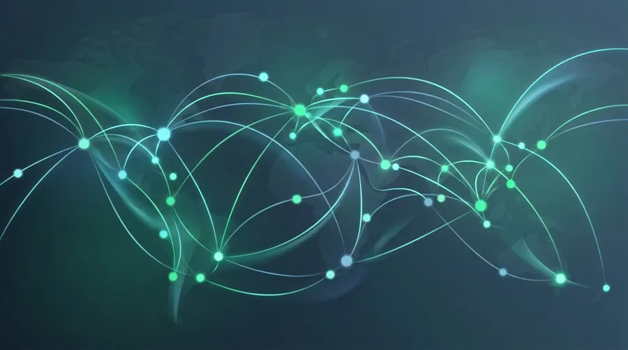 Abstract supply chain and logistics motif — decorative card art, not live data
